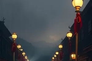 家庭片老巷口海报，巷口藤椅与猫
