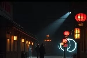 悬疑片黑白照片海报，旧照片与放大镜